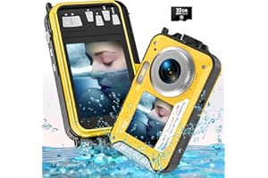 YIFECIAL 4K Waterproof Digital Camera with 32G Card 11FT Underwater Camera Autofocus 56MP Selfie Dual Screens Kids 16X Portable Waterproof Camera with 1250mAh Battery