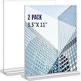KOOLDE Acrylic Sign Holder 8.5x11 Inches 2 Pack T Shape Desktop Display Stand Vertical Double Sided Clear Table Menu Flyer Holder for Restaurants, Office, Shop, Wedding