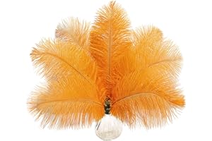 SENDYFEATHER 10pcs Natural Golden Yellow Ostrich Feathers 12-14inch 30-35cm for Wedding Party Centerpieces, Easter Home Decorations