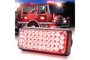 BooYu 1-Pcs Battery Operated LED Emergency Strobe Lights Bar w/Magnetic Base Rechargeable Portable Roadside Roof Top Mini Plow Flash Beacon Warning Light for Truck/Trailer/Vehicle (Red)