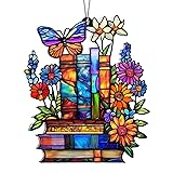 Book Ornament Stained Glass Window Hanging