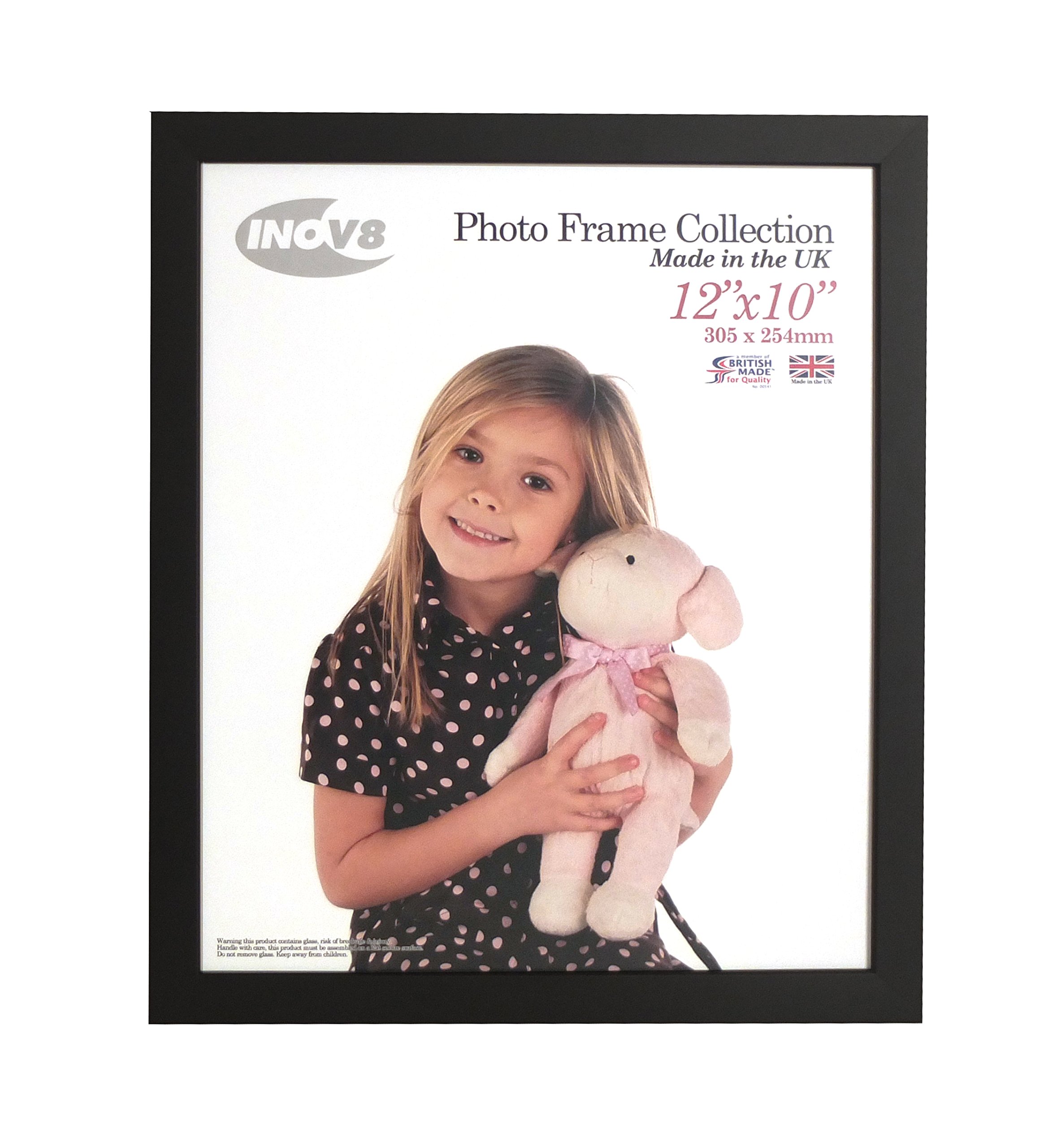 Inov8 British Made Real Wood Picture/Photo Frame 12x10" Inch(30x25cm) - Auckland 20mm Pine Black