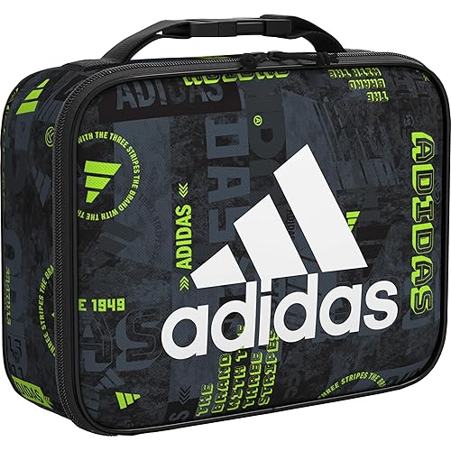 adidas Foundation Insulated Lunch Bag for Men and Women, Upscaled Mix-Black/White, One Size