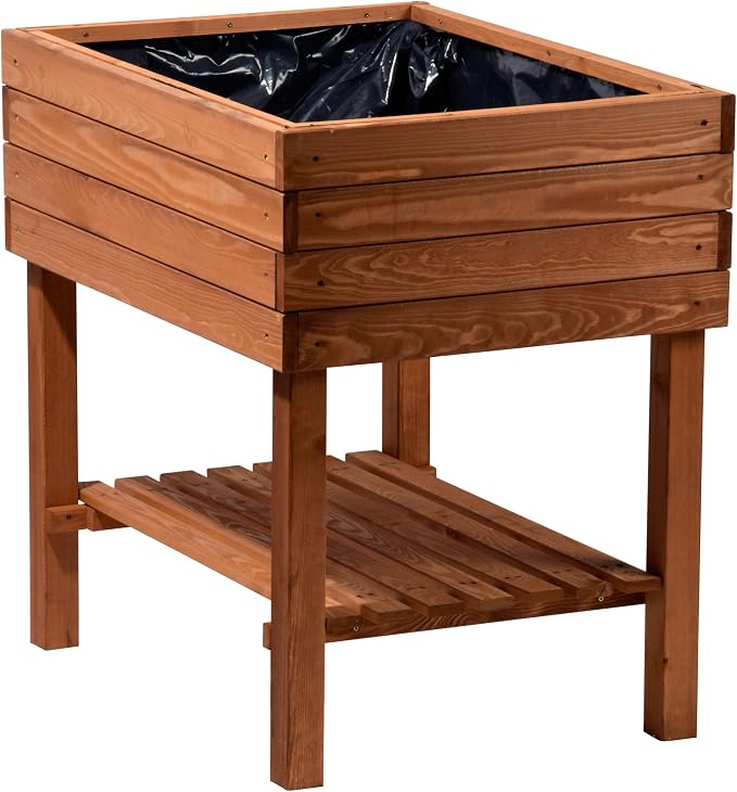 dobar - Bancal de Madera Decorativo (Pino, marrón) para jardín ...
