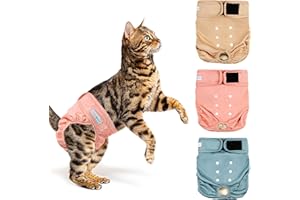 Langsprit Reusable Cat Diapers for Female Male Cats,Washable Cat Kitten Incontinence Diapers for Male Cat Spraying,Pet Kitty Diapers for Cats Large Small Medium Size