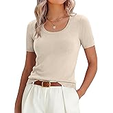 ANRABESS Womens Short Sleeve Sweaters Summer Scoop Neck Casual Basic Shirts Knit Pullover Work Tops 2026 Spring Outfits