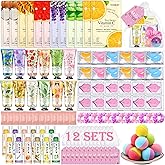 KONEUK 120 PCS Spa Party Supplies for Women, Spa Party Favors Include Face Masks Skincare, Hand Cream, Lip Balm, Under Eye Patches, Lip Mask and Foot Bath Bombs, Spa Birthday Sleepover Party Supplies