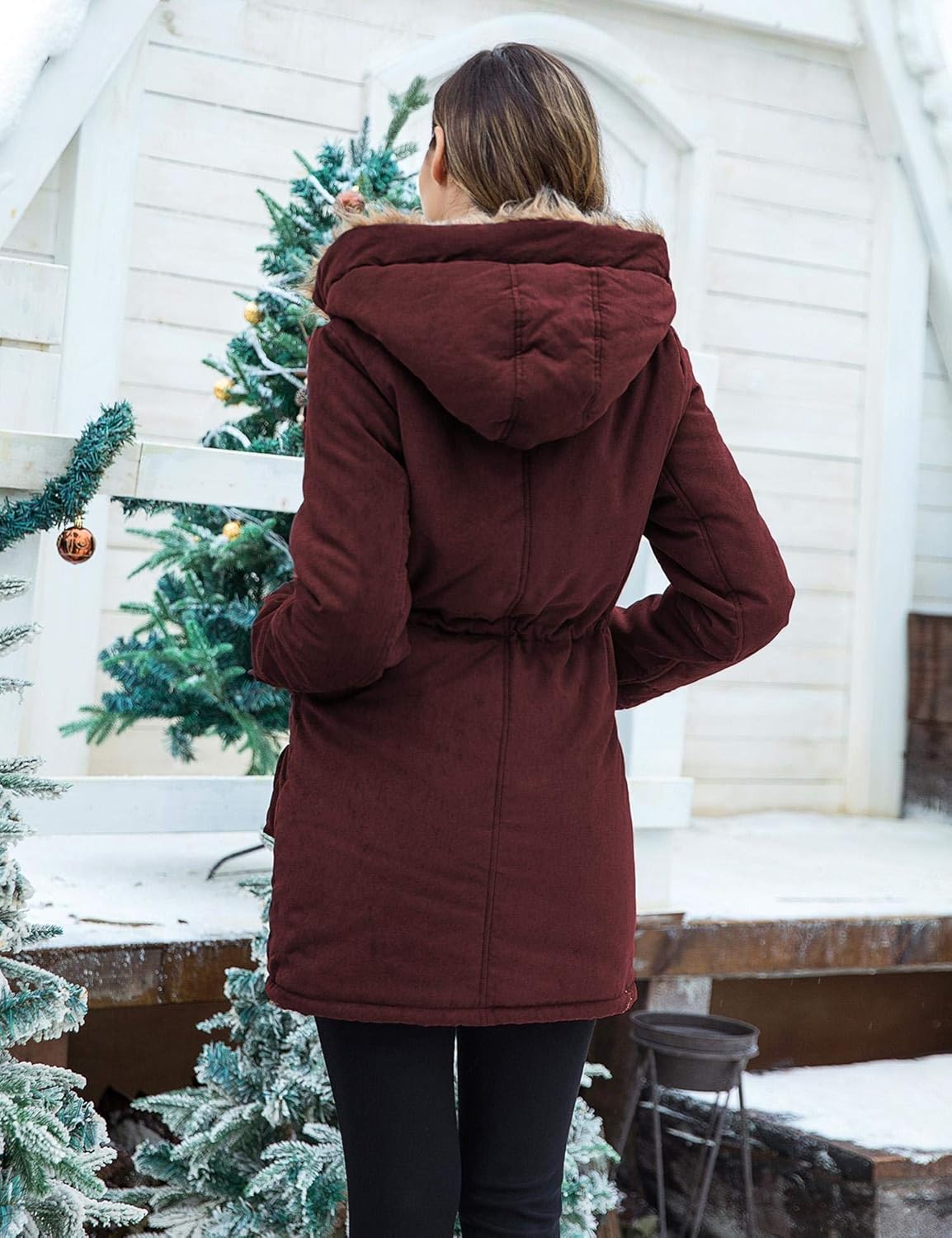 Beyove Womens Hooded Warm Winter Coats with Faux Fur Lined Outerwear Jacket: Clothing
