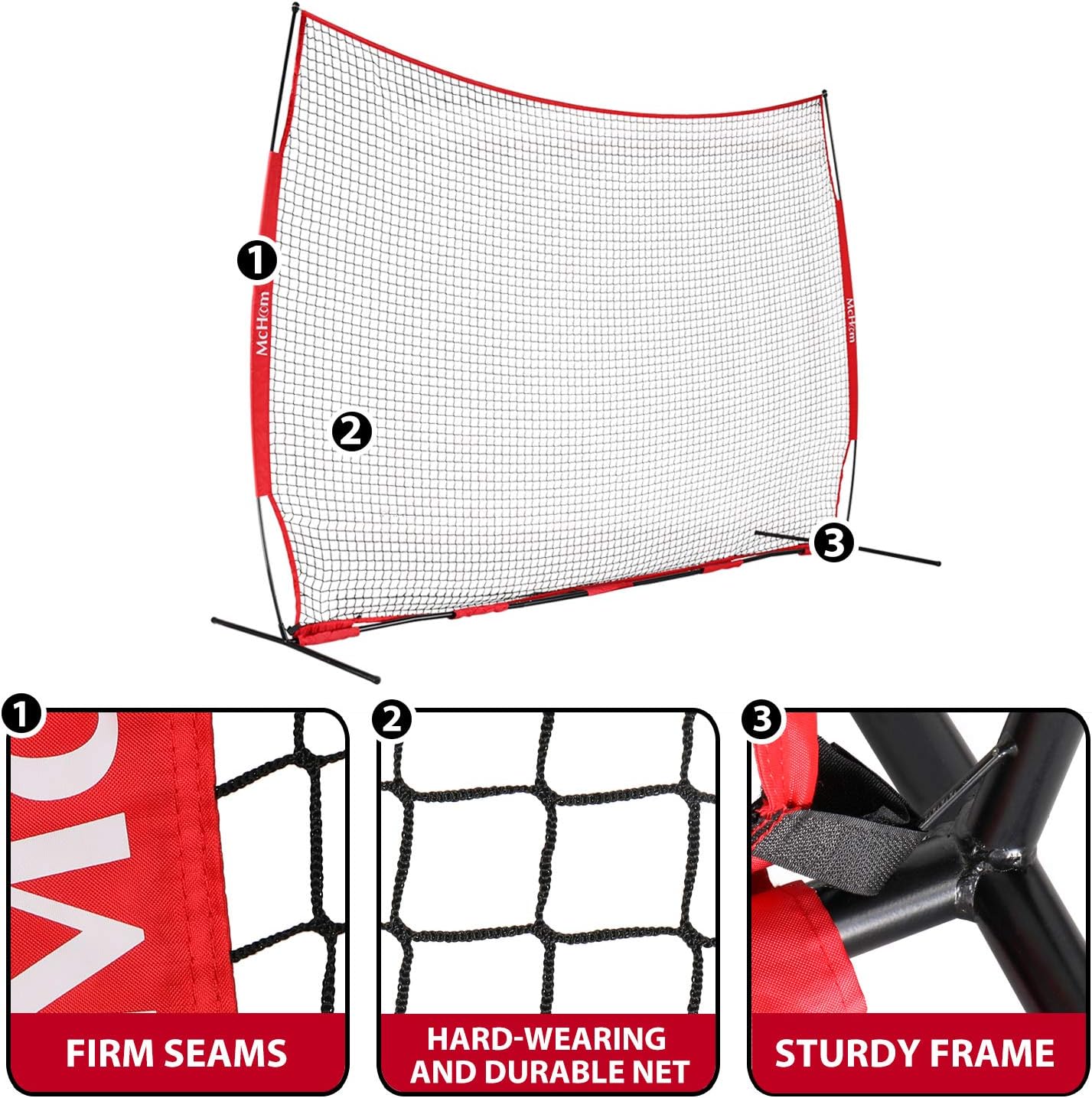 McHom 12ft x 9ft Sports Barrier Net | Backstop for Baseball, Softball, Soccer, Basketball, Lacrosse and Field Hockey | Collapsible and Portable : Sports & Outdoors