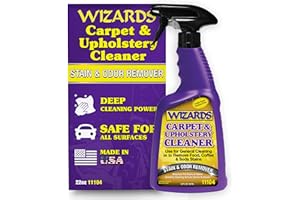 Wizards Carpet and Upholstery Cleaner - Fabric Cleaner Spray Solution for a Fresh & Clean Car - Pet Stain & Smell Remover and Natural Carpet Cleaner - Made in USA - 22 oz
