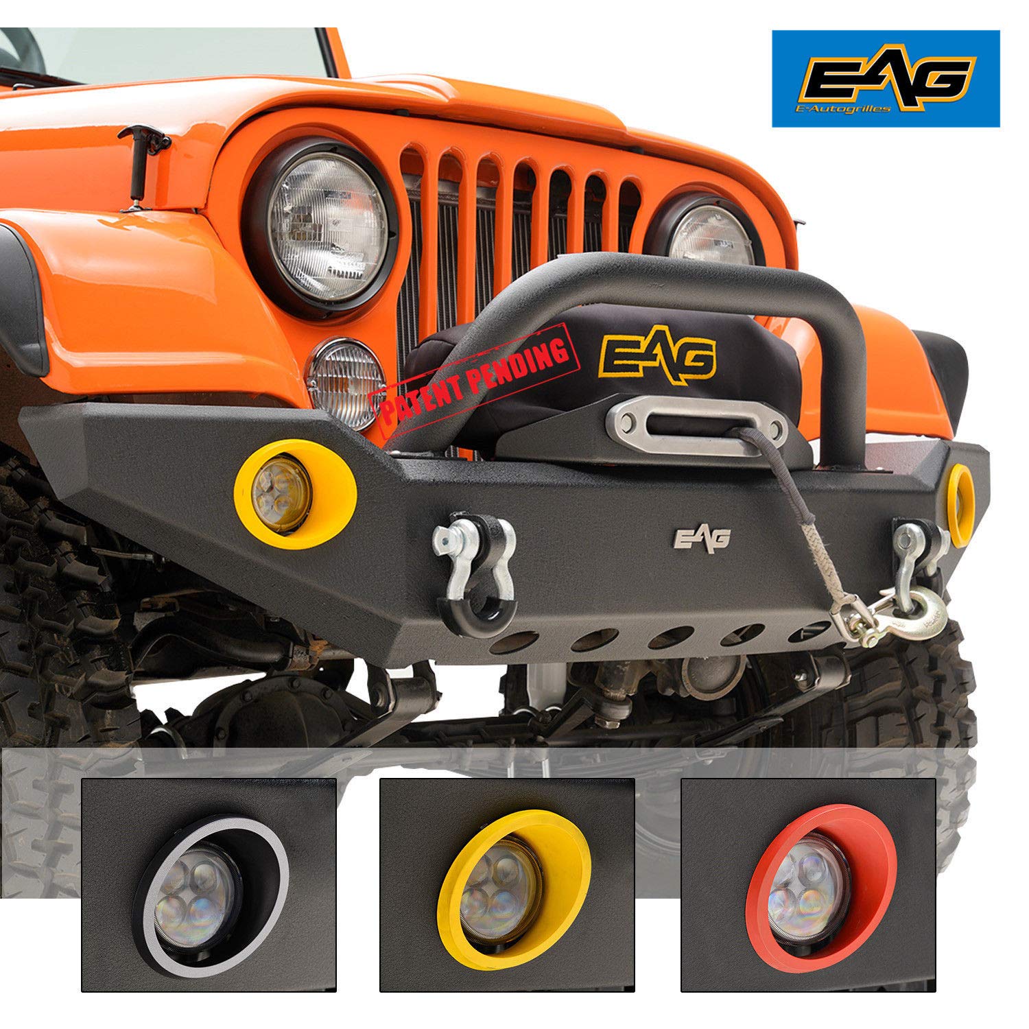 Amazon.com: EAG Full Width Front Bumper with LED Lights and Colored Light  Frames for 76-86 Jeep Wrangler CJ: Automotive