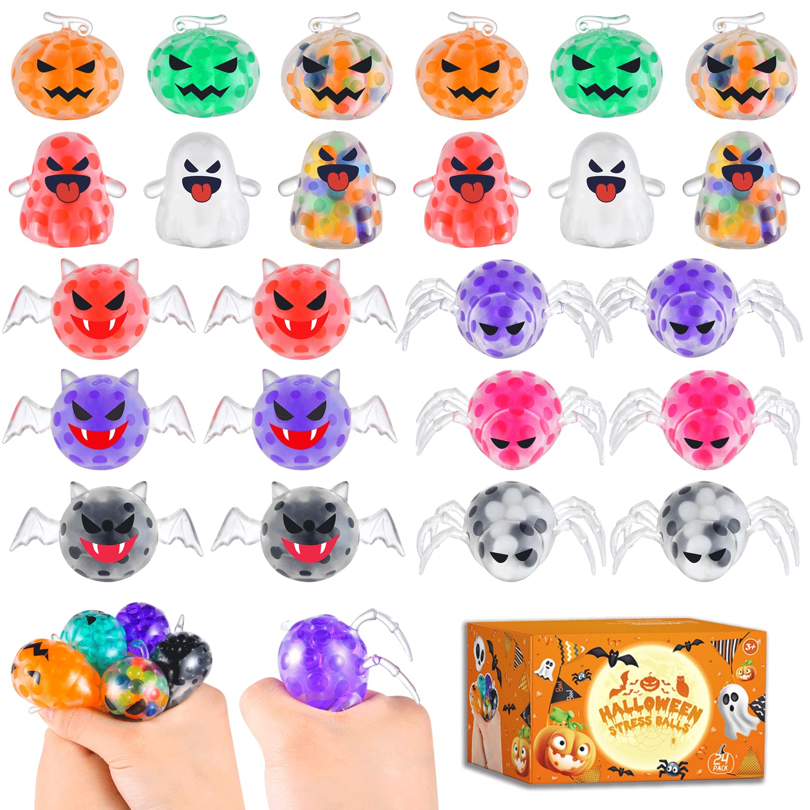 Photo 1 of 24Pack Halloween Mini Squeeze Balls Pumpkin Ghost Stress Ball Pack Perfect for Halloween Party Favors Halloween Treat Goody Bag Filler Gift