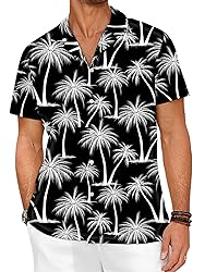 LuckLemocor Mens Hawaiian Shirt Tropical Button Up