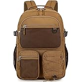Lohol Water Resistant Daypack with Mulitiple Pockets for Travel Outdoor College, 15.6 inch Laptop Backpack for Men and Women (Brown)