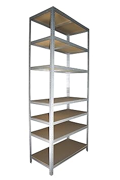 Schwerlastregal 200 x 60 x 30 cm mit 7 Böden Stecksystem aus Metall verzinkt: Metallregal geeignet als Kellerregal, Lagerrega