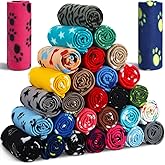 Chumia 28 Pieces Puppy Blanket Bulk Small Fleece Pet Blanket for Puppy Dogs Kitten Cats Pets Soft Warm Paw Print Sleep Mat Bed Covers, 28 Styles(27.5 x 39.3 Inch)