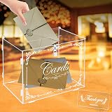 Benjia Acrylic Wedding Card Box Clear with Lock and Slot 28x22x23cm view 8