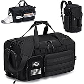 BAGZY Tactical Gym Bag for Men 40L Sports Duffel Bags 3 in 1 Travel Duffel Bag with Shoe Compartment Waterproof Workout Backpack Carry On Bag for Overnight Weekender Travel Black