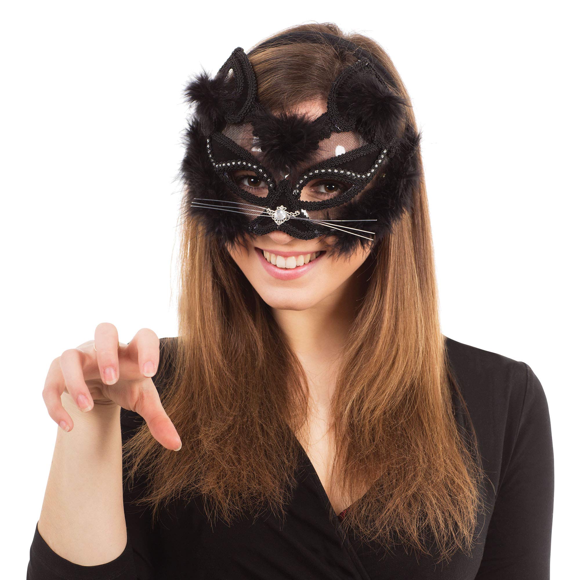 Bristol Novelty Transparent Cat Eye Mask on Headband, One Size, Holidays, Women