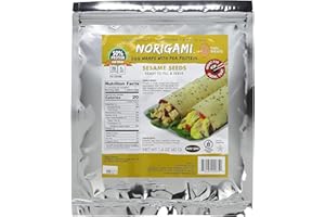Norigami Egg Wraps with Pea Protein – Sesame Seeds. High Protein, Low Carb, Vegetarian. Thin Healthy Wraps -Certified Kosher, Non-GMO, Gluten Free -NOW Featuring 10 Wraps in a bag.