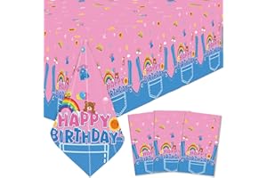 Aposwow Happy Birthday Party Decorations - 3PCS English Teacher Themed Birthday Party Tablecloth Plastic Disposable, Rainbow 