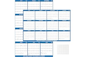 KURAOYAN 2025-2026 Wall Calendar 24" x 36" Dry Erase Calendar for Wall from July 2025 to June 2026 12 Month Annual Large Yearly Wall Planner for Office School(Blue)