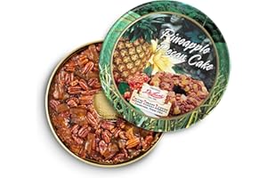 Collin Street Bakery Pineapple Pecan Cake (1 lb 14 oz) in Collectible Gift Tin - 115 Regular Size 7” Cake with Pecans, Pineapple, & Honey