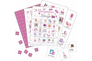 Foosproea Sleepover Bingo Cards, Pajama Party Game for 24 Players, Slumber Party/Bridal Shower Games for Friends Besties, Women Birthday Party Favors Supplies Decorations(34)