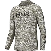 HUK Mens Icon X Pattern Hoodie, Fishing Shirt with Sun Protection