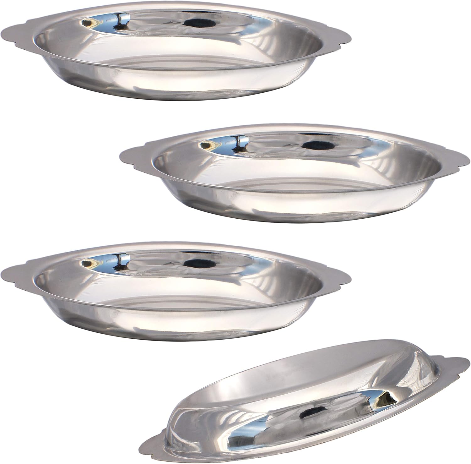 Stainless Steel Oval Au Gratin Pans, Au Gratin Baking Dish Set, Au Gratin Serving Plates, 4 Piece Set