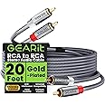 GEARit RCA Cable (20FT) 2RCA Male to 2RCA Male Stereo Audio Cables Shielded Braided RCA Stereo Cable for Home Theater, HDTV,