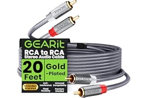GEARit RCA Cable (20FT) 2RCA Male to 2RCA Male Stereo Audio Cables Shielded Braided RCA Stereo Cable for Home Theater, HDTV, 