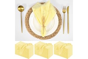 36 Pack Yellow Handmade Cloth Napkins 16 x 16 Inch Cotton Linen Napkins with Fringe, Washable and Reusable Napkins, Soft Rust