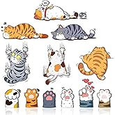 GTOTd Cute Cat Car Sticker Decal(12 Pcs) Funny Cartoon Cat Gifts Merch Party Supplies Bumper Decal Decor for Car Truck Wall Window Laptop Snowboard