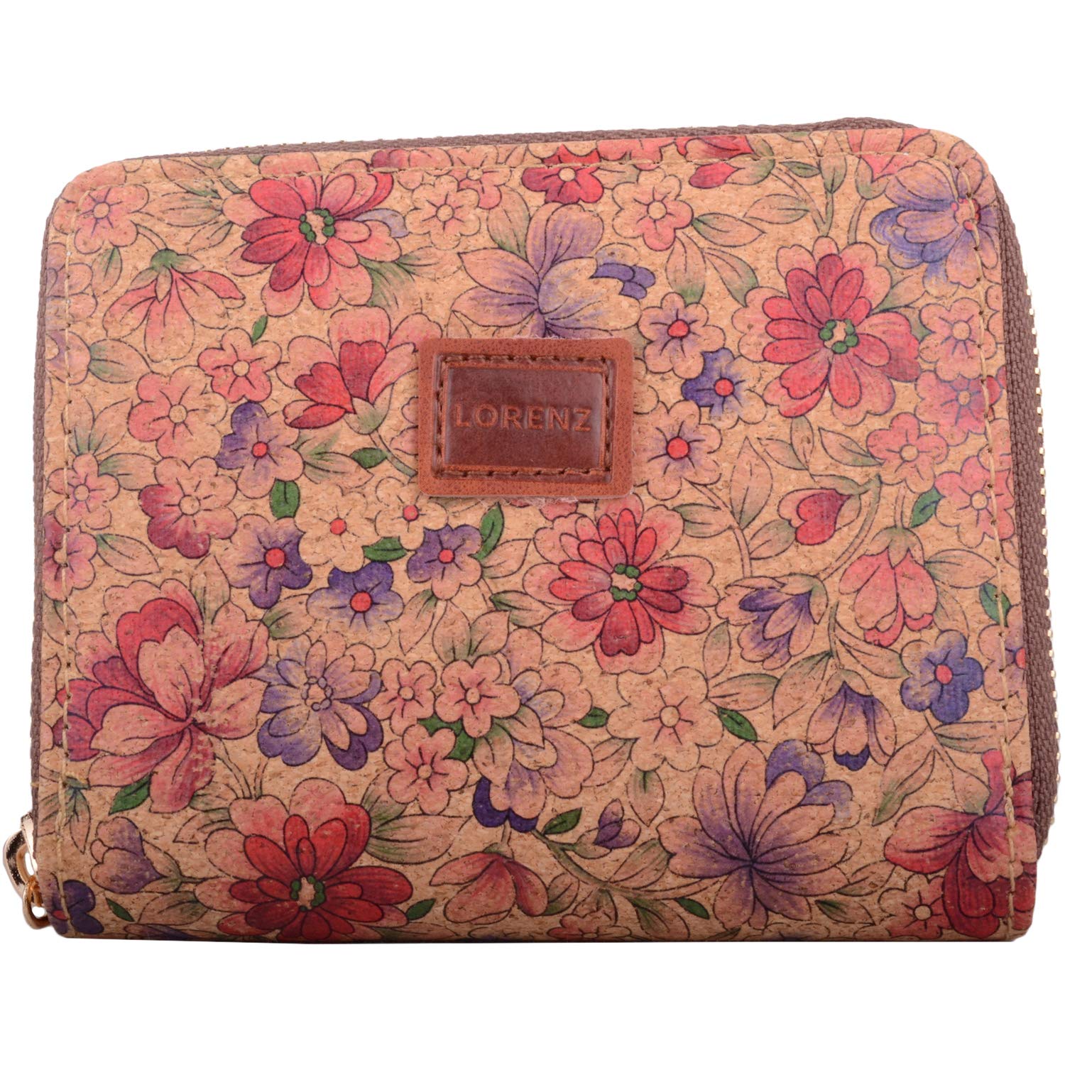 Valita Womens RFID Protected Zip Around Cork Credit Card/Money/Coin Holder/Purse - Little Flowers