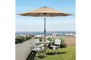 HOMEDEMO 10FT Outdoor Patio Umbrella Outdoor Table Umbrella with Push Button Tilt and Crank, Market Umbrella 8 Sturdy Ribs UV Protection Waterproof(Khaki)