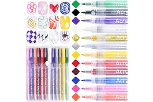 SWEET TREND Nail Art Polish Pens Set: 12 Colors 3D Nail Markers 0.7MM Fine Tips Acrylic Paint Pens - for Nail Drawing Design Point Dotting Liner Painting - Manicure Tools Design Kit for Home & Salon DIY