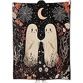 amepay Cute Ghost Under The Moon Blanket Gifts for Kids Adult Girls,Spooky Flannel Throw Blankets,Soft Comfy Lightweight for Home Halloween Couch Bed Sofa Decor,Whimsical Lovers 60x50in