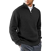 KAVIANA Men's Quarter-Zip Sweater Textured-Knit Mock Neck Pullover Business Casual Slim Fit, S-5XL