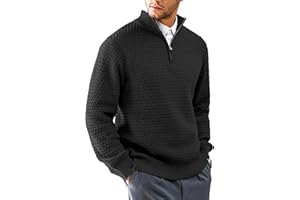 KAVIANA Men's Quarter-Zip Pullover Sweater Mock Turtleneck Polo Zip Up