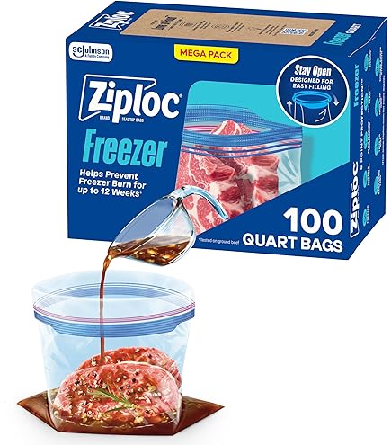 Amazon.com: Ziploc 696187 Double Zipper Freezer Bags, 1Qt, 2.7Mil