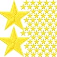 80 Pcs Star Iron on Patches Mini 5 Star Embroidered Patches Sew on Appliques Decorative Embellishments Appliques for DIY Craft Backpack Bag Hat Jacket Clothing Decoration(Gold)