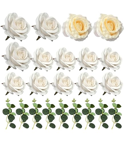 Gyufise Blumen-Kuchenaufsätze – 8 Stück, Künstliche Rosen In Weiß & Rot, Perfekt Für Boho-Partys, Geburtstage & Hochzeiten