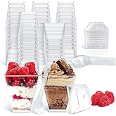 50pack 5.4oz Clear Plastic Dessert Cups with Lid and Spoons - Mini Parfait Cup with Lid - Appetizer Cup for Parties Small Des