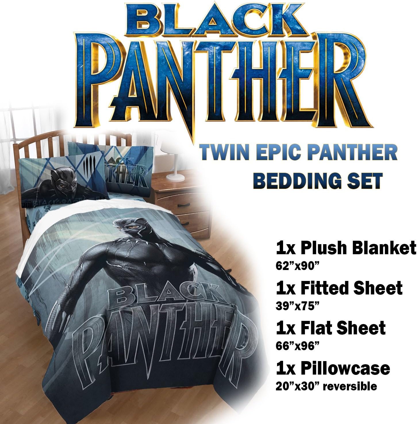 Black Panther Epic Bed Sheet and Plush Blanket