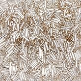 DICOSMETIC 2000Pcs Glass Bugle Beads Silver Long Tube Seed Bead Silver Lined Tube Beads 6x2mm Seed Bead for Earring Bracelet Neckalce Jewelry Making, Hole: 0.5mm