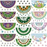 Lounsweer 12 Pcs New Orleans St. Patrick Easter Bunting Flag Banners 3 x 1.5 ft Carnival Bunting Garden Flag Irish Shamrock Clover Hanging Decor Polyester for Holiday Lawn Yard Outdoor Decor