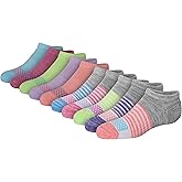 Hanes Girls' Comfort Fit Heel Shield and No Show Socks, 10-Pair Packs