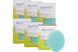 Buf-Puf Body Sponge, Bath Sponge, Dermatologist Developed, Cleanses Skin of Dirt, and Excess Oil, Reusable, Exfoliating, 6 Count