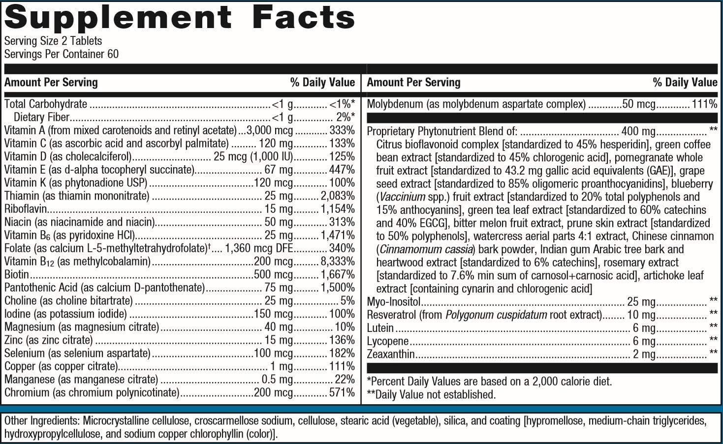 Metagenics - PhytoMulti® Without Iron – Multivitamin Supplement (120 Tablets): Health & Personal Care